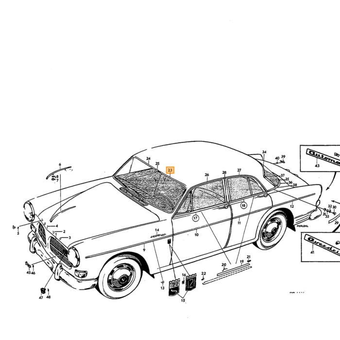 Volvo Sierlijst Amazon voorruit links Volvo onderdeel nr 654384
