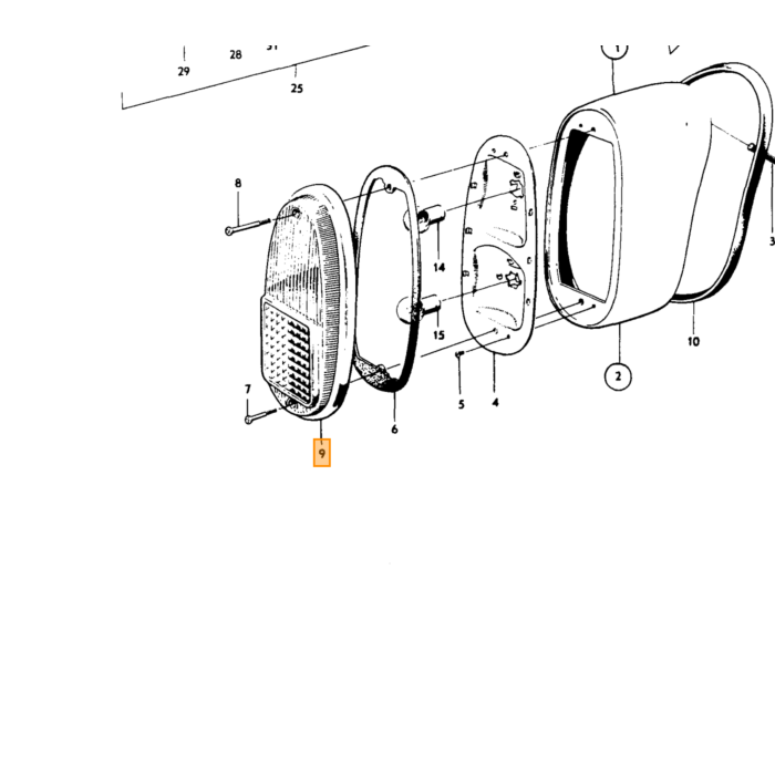 Volvo Achterlicht  Glas  PV544 rood achterlichtglas origineel Volvo  Volvo onderdeel nr 658399