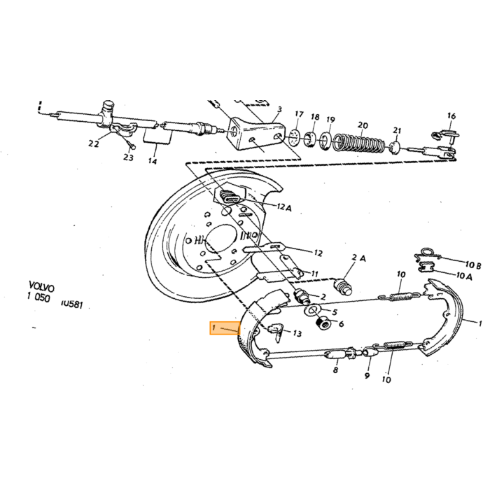 Volvo Rem handrem kabel klem houder op ankerplaat rechts PV444+PV544+Amazon+P1800 Volvo onderdeel nr 658844