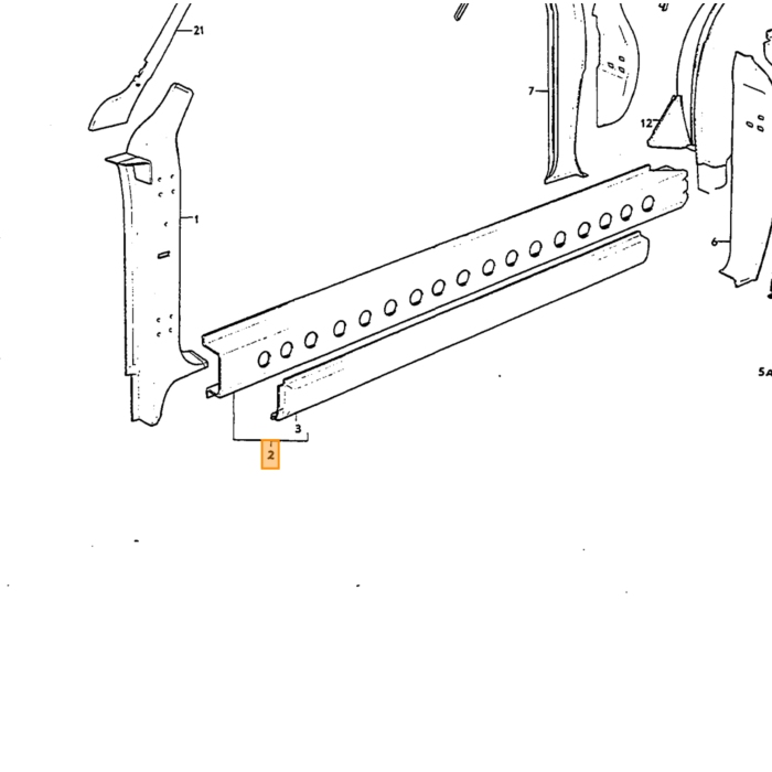 Volvo Plaatwerk Amazon dorpelplaat 2 deurs Links inclusief binnendorpel niet meer leverbaar Volvo onderdeel nr 659441