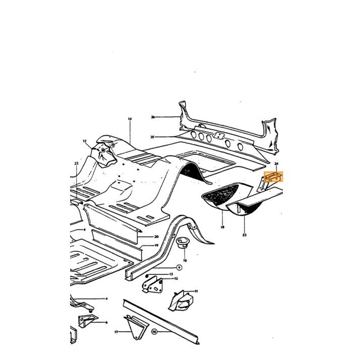 Volvo Plaatwerk Amazon achterscherm 2 deurs links  Volvo onderdeel nr 659445