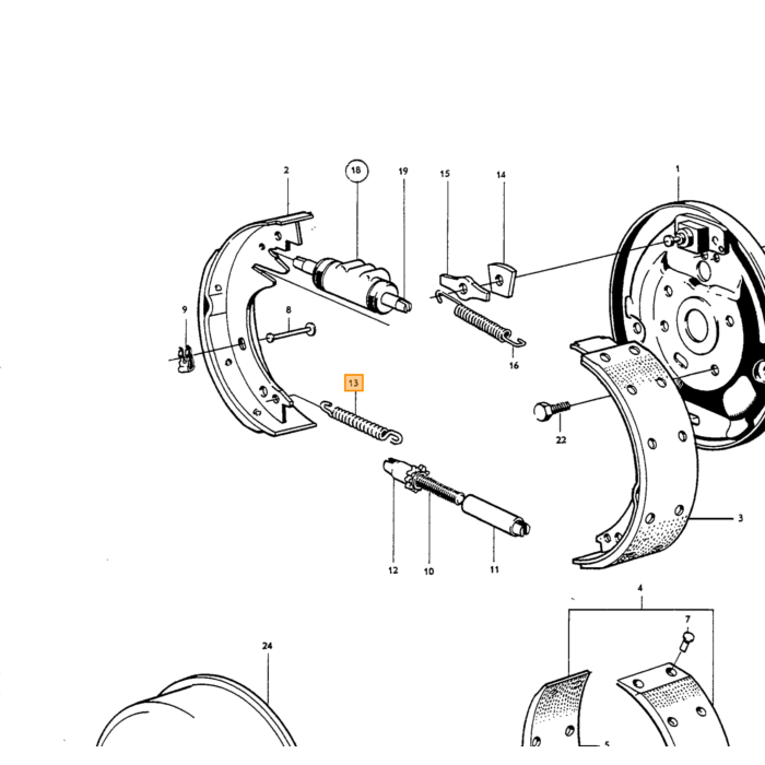 Volvo Veer rem schoen onderste PV544+Duett -1969 Amazon+P1800-1963 Volvo onderdeel nr 659668