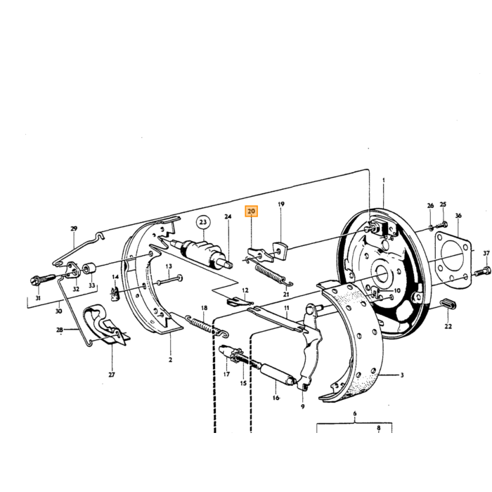 Volvo Rem geleideplaat remschoen PV544+Duett+Amazon Volvo onderdeel nr 659670