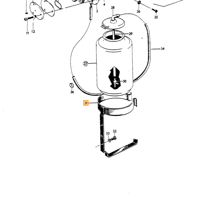 Volvo Houder voor ruitesproeier reservoir rond  666977 PV544+Duett+Amazon Volvo onderdeel nr 659809
