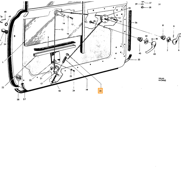 Volvo Centreer rubber achterportier Duett deur portier vanger Volvo onderdeel nr 660259
