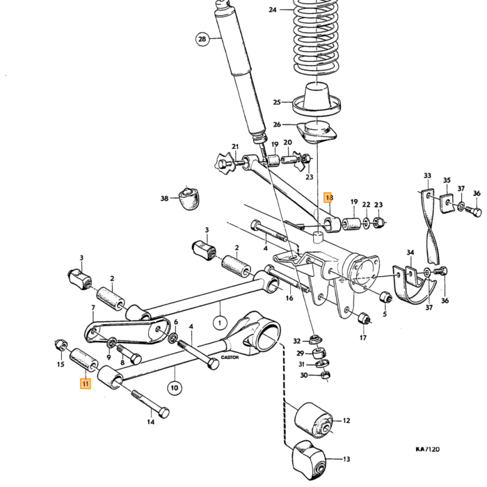 Volvo Draagarm 220 amazon kombi linksachter (+veerschotel Volvo onderdeel nr 660644