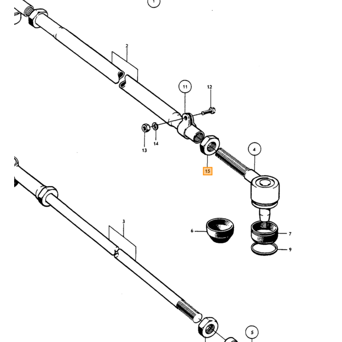 Volvo Moer spoorstang Links (linkse draad) PV+Amazon+P1800 Volvo onderdeel nr 661288