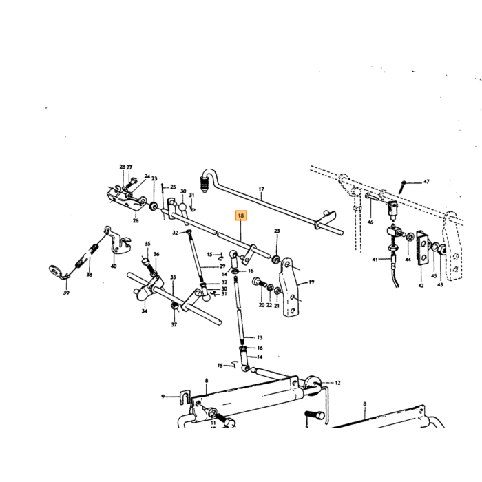 Volvo Gasstang voor SU carburateurs PV544+Duett+Amazon+P1800 B18B+B18D (671950) Volvo onderdeel nr 662006