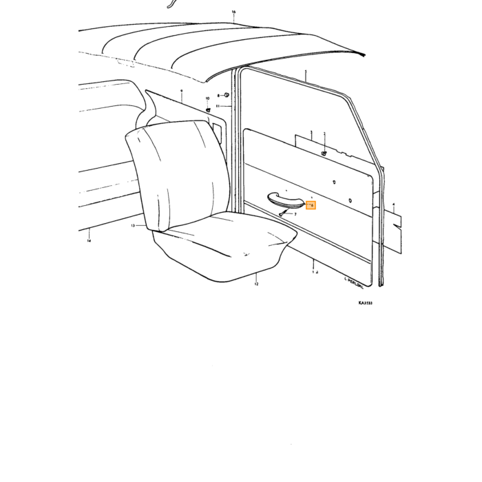 Volvo Portier handgreep binnen PV544 PV444 amazon 45  544  P210  1200  220  120  130 Volvo onderdeel nr 662336