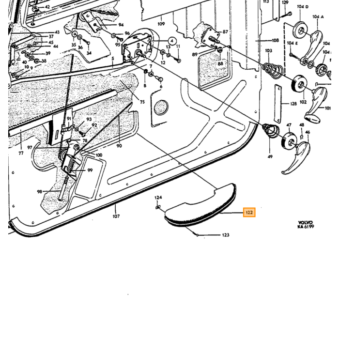 Volvo Portier handgreep binnen PV544 PV444 amazon 45  544  P210  1200  220  120  130 Volvo onderdeel nr 662336