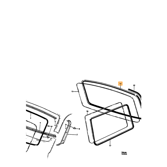 Volvo Rubber achterruit achterklep Amazon kombi 220 type zonder chroomlijst Volvo onderdeel nr 662655