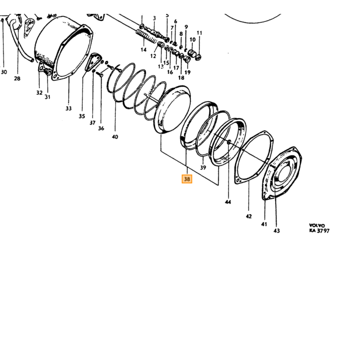 Volvo Rembekrachtiger zuiger rep set ( rubber ipv leer) voor 670291 voor set 276556 girling  amazon P1800 Volvo onderdeel nr 662775