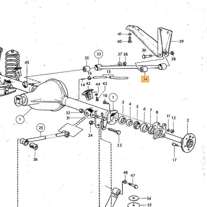 Volvo Silentbloc draagarm achteras Amazon+P1800+panhardstang 220/ kort-1967 Volvo onderdeel nr 662797