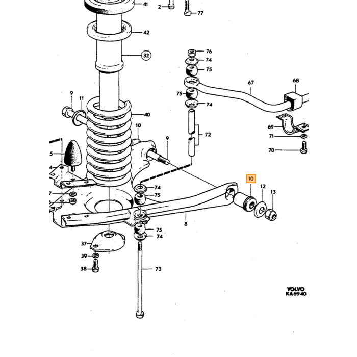 Volvo Silentbloc vooras draagarm onderste Amazon + 140 -1969 P1800 alle Volvo onderdeel nr 663675