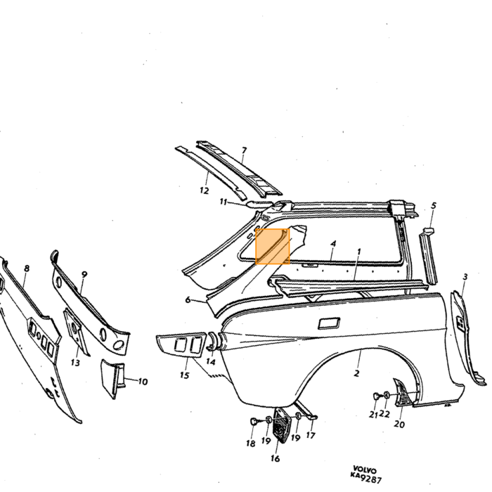 Volvo Scharnier P1800 Linker portier boven   664306 Volvo onderdeel nr 664306