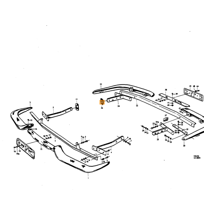 Volvo Bumper balk steun voor P1800 tot chassisnummer 12499 Volvo onderdeel nr 664662