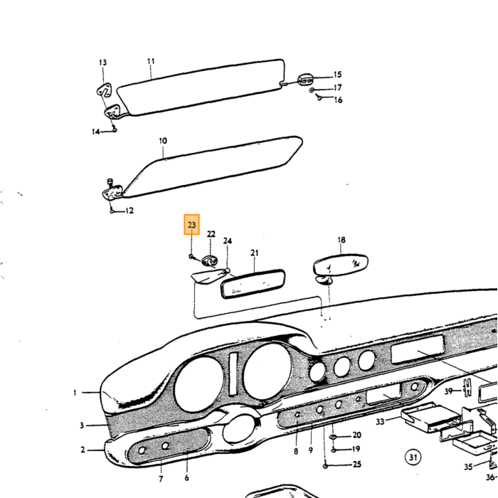 Volvo Klem sierlijsten P1800 SET ch 10.000- ch 20999 32 st 668068 664743 668125 Volvo onderdeel nr 664743SET