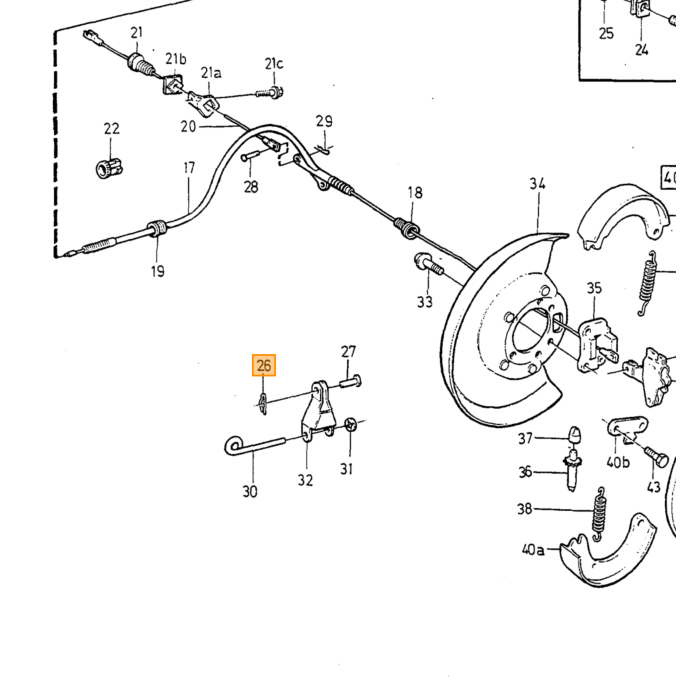Saxpinne handbroms och Girling monteringssats handbromsvajer 140 164 240 260 740 760 780 940 S90 V90 V70 V70XC