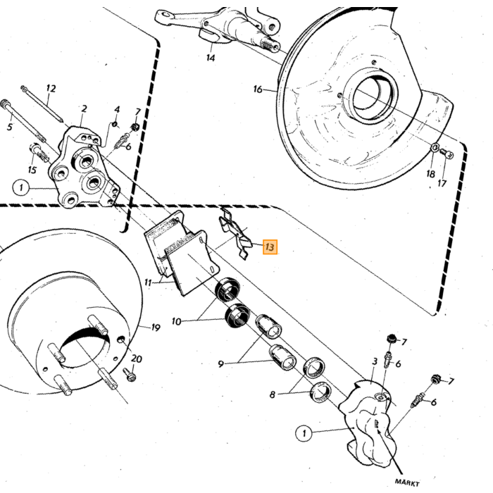 Saxpinne handbroms och Girling monteringssats handbromsvajer 140 164 240 260 740 760 780 940 S90 V90 V70 V70XC