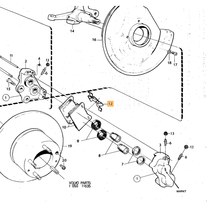 Saxpinne handbroms och Girling monteringssats handbromsvajer 140 164 240 260 740 760 780 940 S90 V90 V70 V70XC