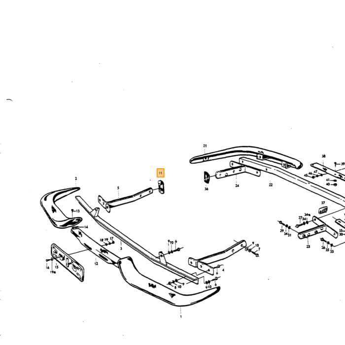 Volvo Rubber bumperdoorvoer P1800S+E +(ES -3069) voorzijde Volvo onderdeel nr 665121