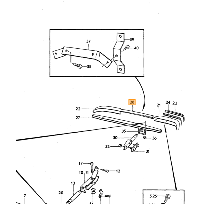 Volvo Rubber bumperdoorvoer P1800S+E+P1800ES achterzijde Volvo onderdeel nr 665124