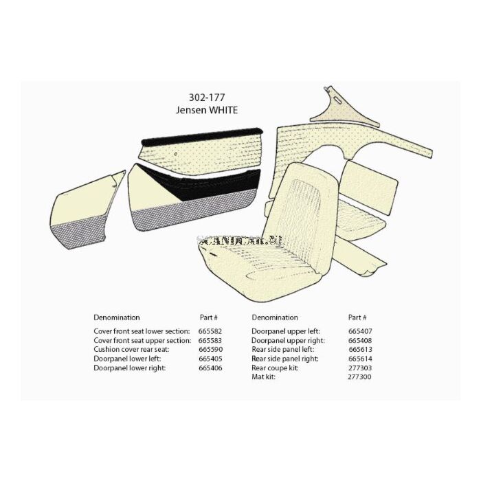 Volvo Bekleding p1800s stoel zitting kleur 302-177 Volvo onderdeel nr 665582