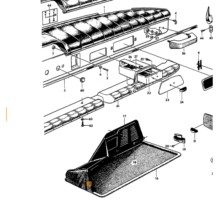 Volvo Dashboard bekleding Amazon origineel met foam 1963+ LHD Volvo onderdeel nr 666001