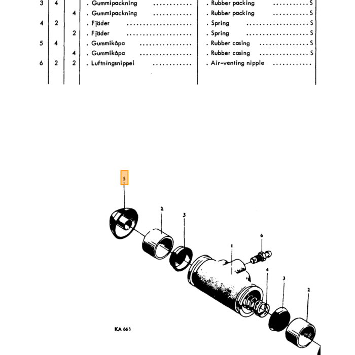 Volvo Slang rubber remvloeistof reservoir naar leiding PV+Duett ( 663468 87694) Volvo onderdeel nr 667362