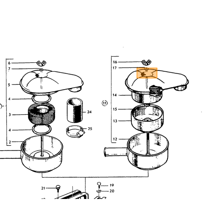 Volvo Luchtfilter (los inzetfilter ) Amazon+P1800 dubbele carburateurs SU-HS6 SET  2 st !! Volvo onderdeel nr 667583