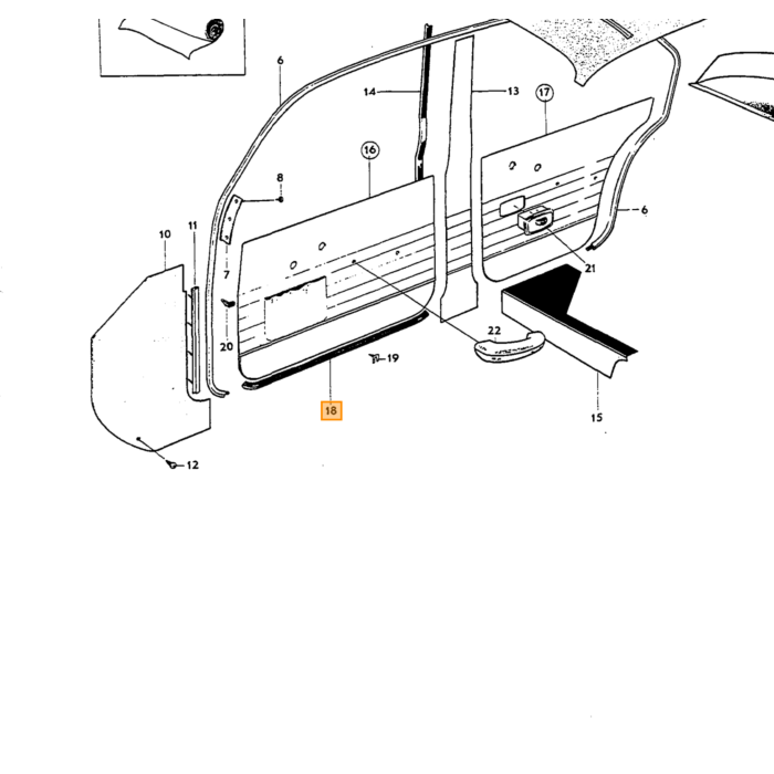 Volvo Rubber portierpaneel 4 deurs voor portier Volvo onderdeel nr 667690