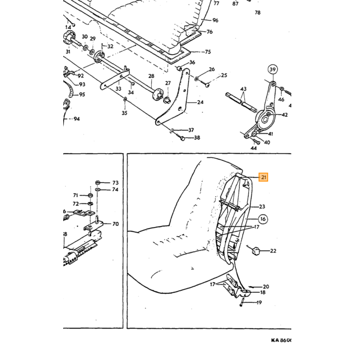 Volvo Klem elastische stoelband zitting P1800  7-5 cm 14 st nodig haak Volvo onderdeel nr 669933