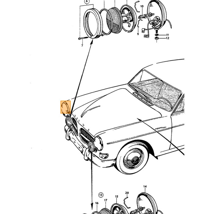 Volvo Reflector achterlicht Amazon Links en rechts te gebruiken 1962+origineel Volvo Volvo onderdeel nr 670614
