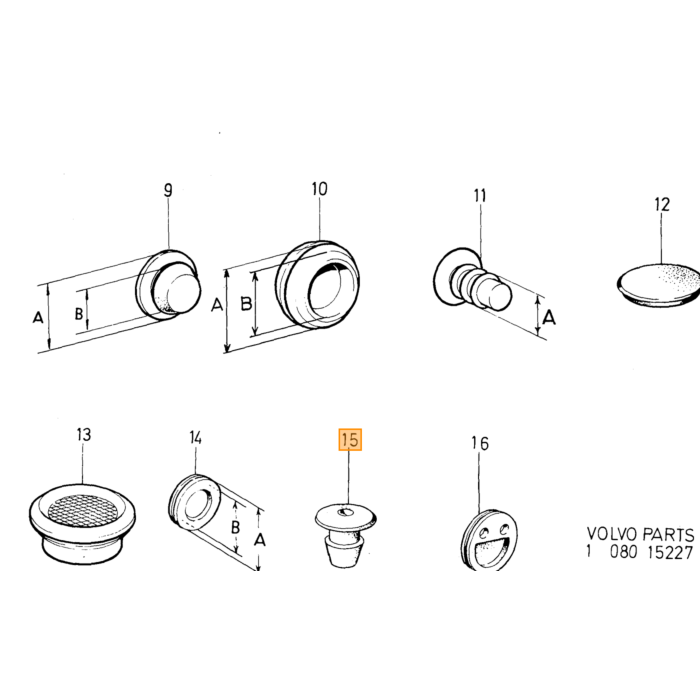 Volvo Rubber plug schutbord isolatie amazon+PV544+Duett+P1800 (ama 7 nodig PV 6) (657905) Volvo onderdeel nr 671261