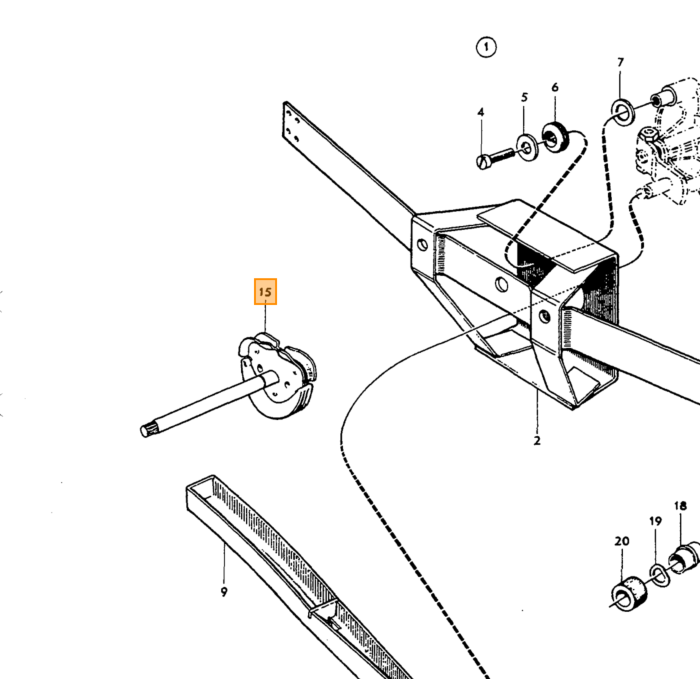Volvo Ruitewisser kwadrant Amazon+P1800E = ES rechts kabel aandrijving niet meer leverbaar Volvo onderdeel nr 671907