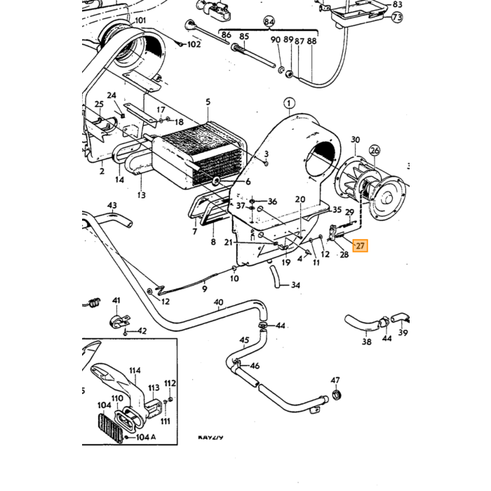 Volvo Koolborstelset kachelmotor PV444+PV544+Amazon+P1800+140 Volvo onderdeel nr 671984
