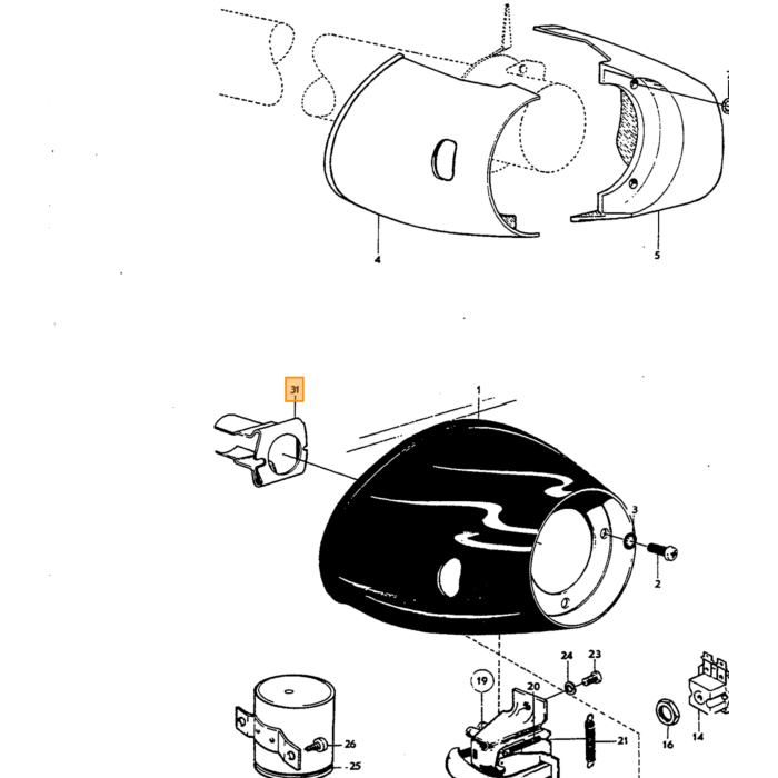 Volvo meeneemring clignoteur richtingaanwijzer bus amazon/P1800 afslag nylon Volvo onderdeel nr 672115