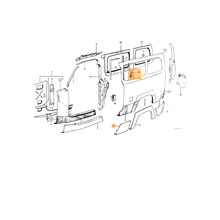 Volvo Plaatwerk Duett plaat Achter wiel--bumper R Volvo onderdeel nr 672183