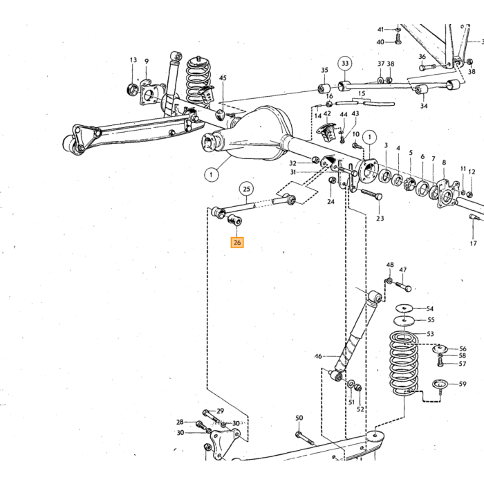 Volvo Silentbloc achteras reactiearm Amazon+P1800 -1967 +140+164 panhard 32.6 mm Volvo onderdeel nr 672226