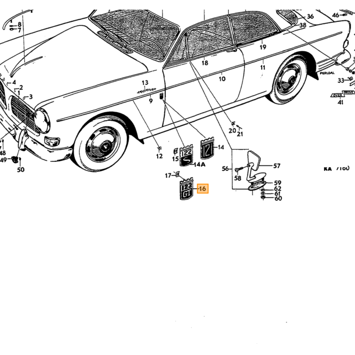 Volvo Embleem 123GT voorscherm Amazon  Volvo onderdeel nr 672490