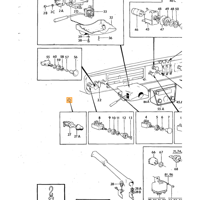 Volvo moer revet amazon p1800 140 164 lichtschakelaar chroom Volvo onderdeel nr 673225