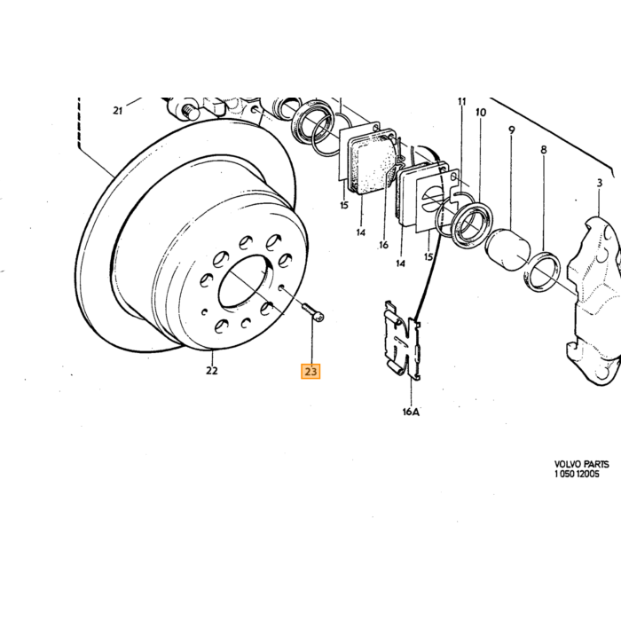 Volvo Rem handrem terugtrekveer Amazon B20 dubbel remsysteem bovenste Volvo onderdeel nr 673736