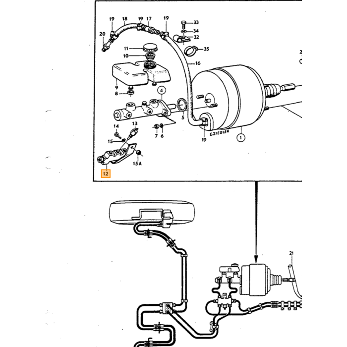 Volvo Remleiding verdeelstuk Linksvoorscherm Amazon+140+164+P1800 Volvo onderdeel nr 673764