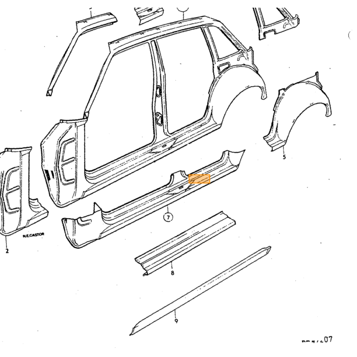 Volvo Plaatwerk 140+164+240 binnenscherm Linksvoor niet meer leverbaar Volvo onderdeel nr 675159