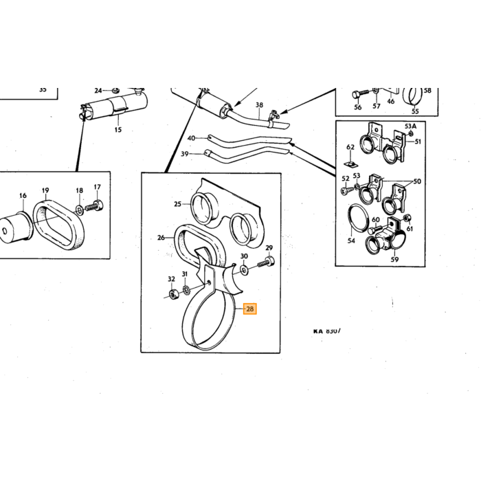 Volvo Uitlaat beugel om achterdemper 140 carburateur B20A 130mm Volvo onderdeel nr 676018