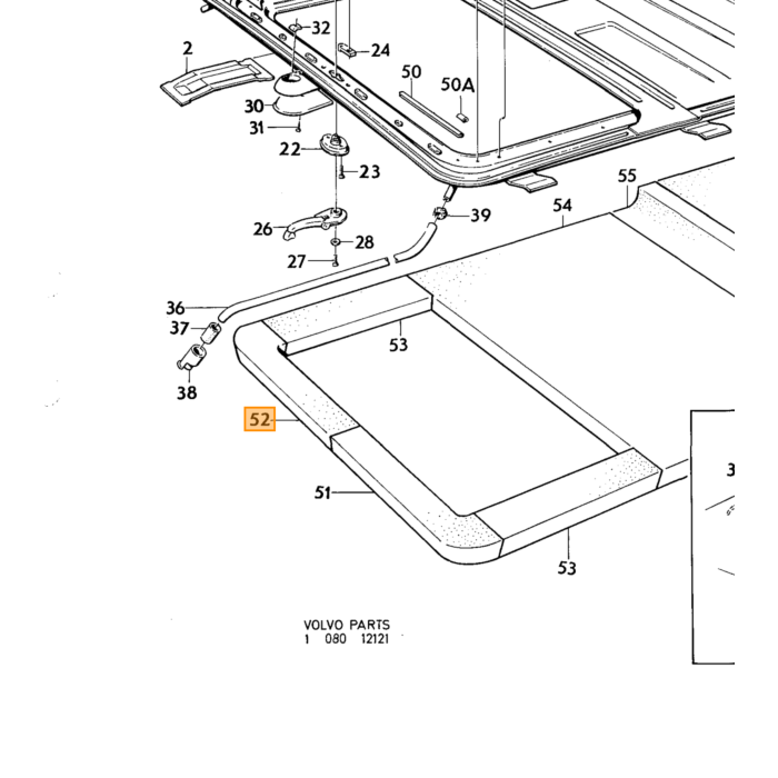 Volvo Plaatwerk PV+Duett+140+164+240+260 strip voor deur rubber montage 13.7 mm br per meter Volvo onderdeel nr 676082
