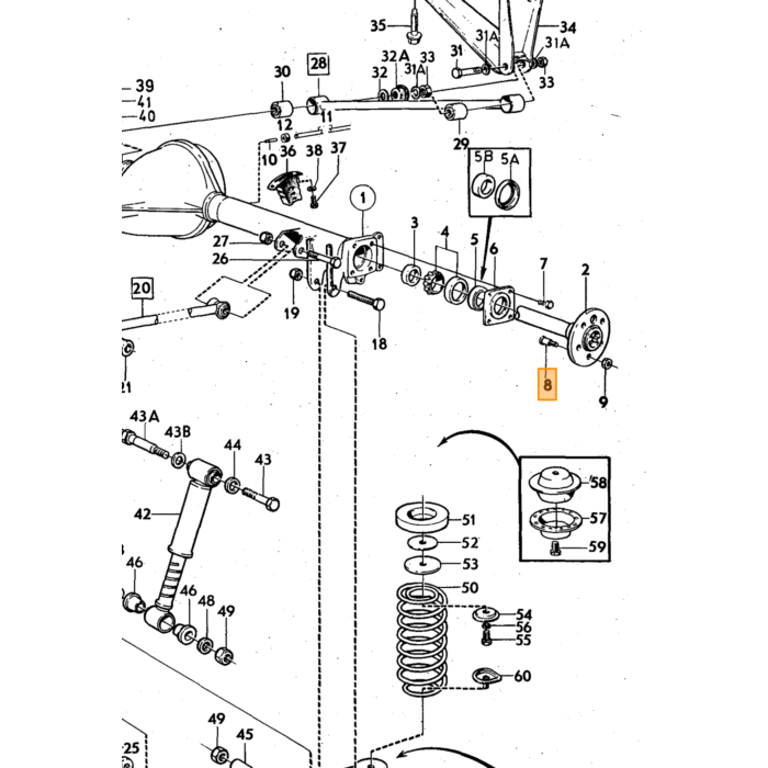 Volvo Tapeind wiel 140+164+240+260 (1229808) wielbout achter Volvo onderdeel nr 676338