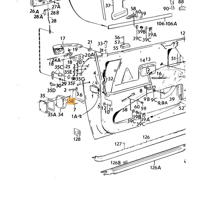 Volvo Portierruithouder plastic schuif voor portier 140+164+ 1973+ 240+260 -1987 voorportier Volvo onderdeel nr 676365