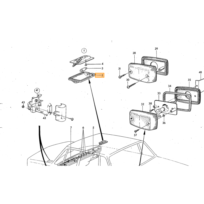 Volvo Glas binnenverlichting 140+164 1800ES niet meer leverbaar Volvo onderdeel nr 677430
