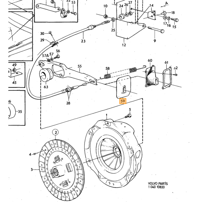 Volvo Rubber koppelingshuis gaffel Amazon B20+140 Volvo onderdeel nr 677465